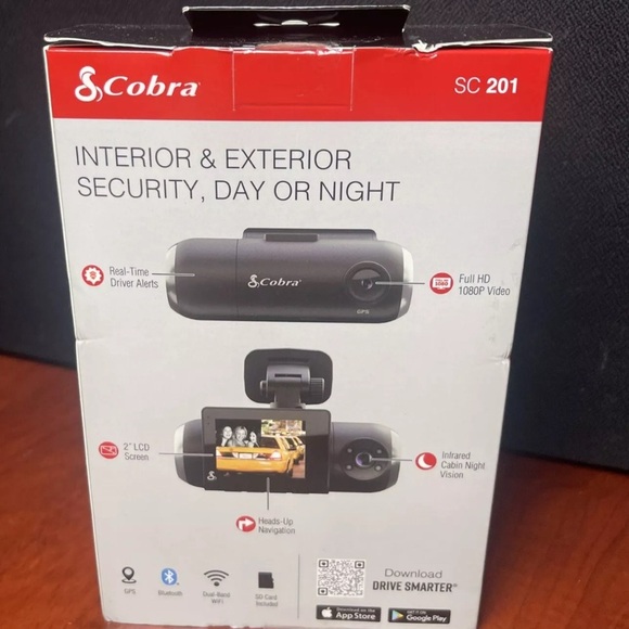 Cobra-SC 201 Dual-View Smart Dash Cam with Built-In Cabin View Brand New - Picture 2 of 15